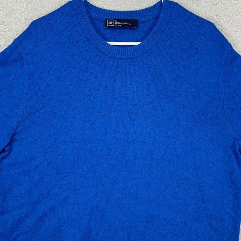 Gap Crew Neck Sweater Adult XL Blue Lambswool Nylon Blend Pullover Knit Mens